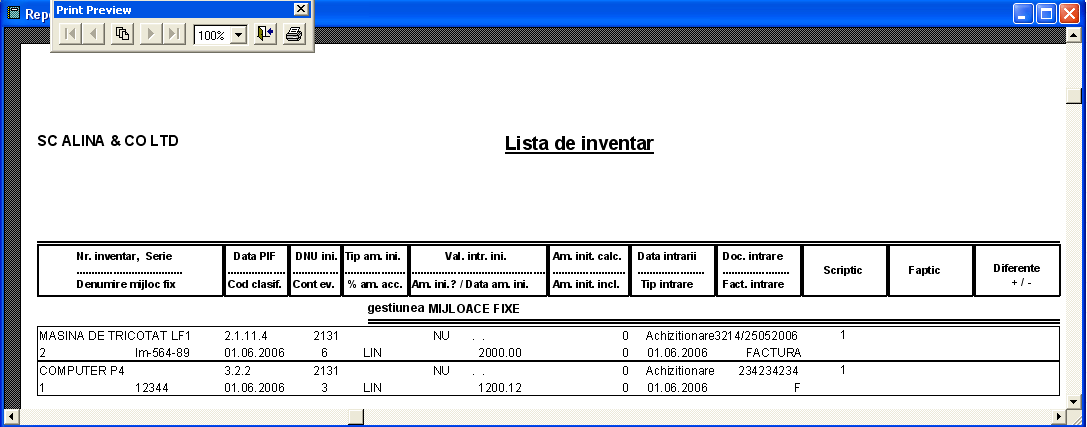 Lista inventar 